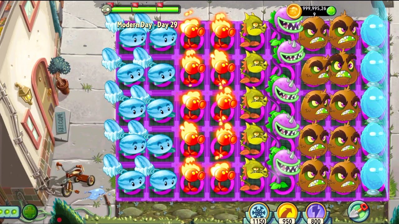 Plants Vs zombies 2 Snow Melon+Fire Peashooter+Fire Snap Dragon+Kiwi beast Vs Zombies Challenge 