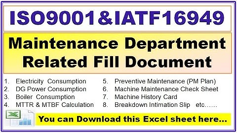 Maintenance Department Related Fill Documents