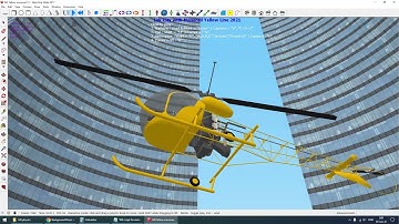 SketchUp 2017 + MSPhysics Lek City Bangkok Railway + Bell 47 Helicopter + Truck ©7-Jun-2021