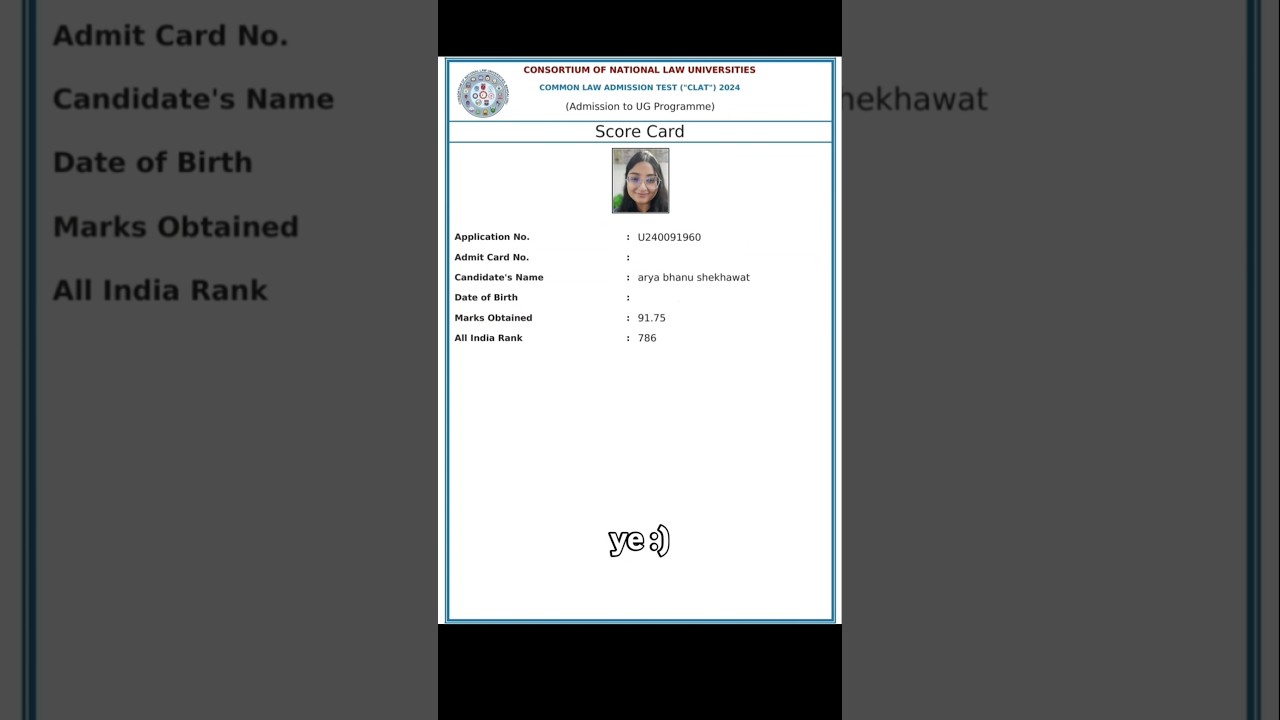 My CLAT Scorecard 🙏🏻💫