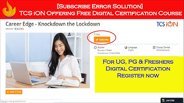 [Subscribe Error Solution] TCS iON Offering Free Digital Certification Course | Registration Process