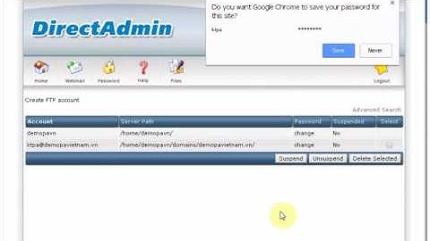 [DirectAdmin Panel] - Hướng dẫn tạo FTP User | P.A Việt Nam