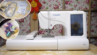 CAYDO Computerized Smart Embroidery Machine CE01 - Unboxing, set up  demonstration & review #sewing