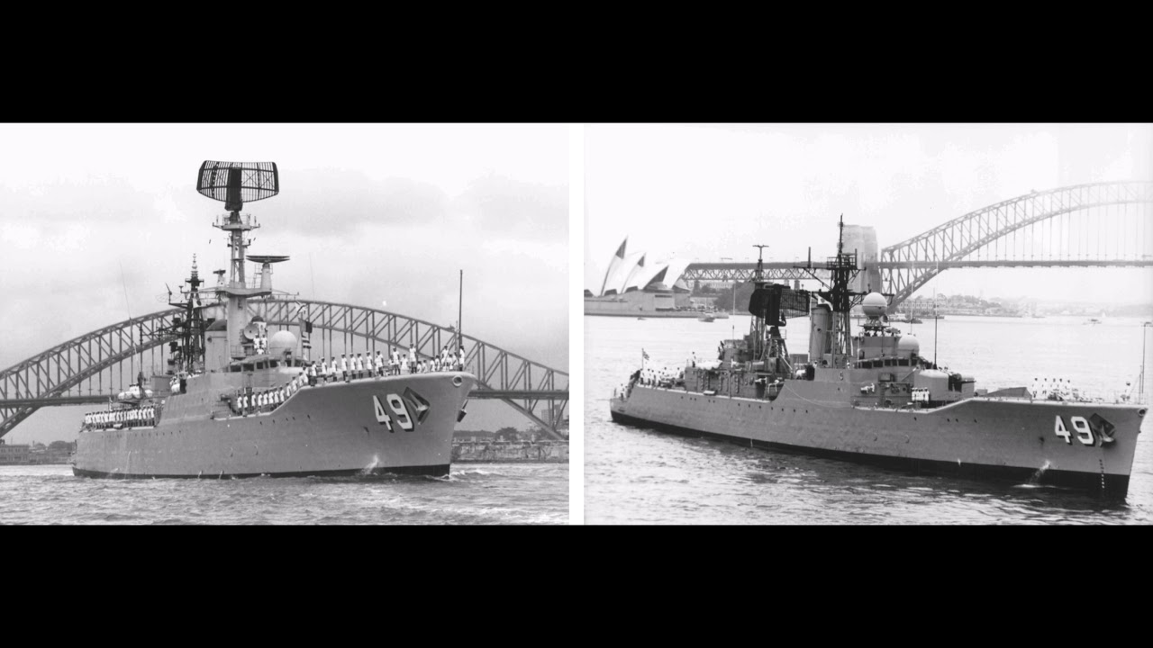 澳大利亞海軍Leander級戰鬥級驅逐艦。 剪輯 Australia Navy Leander-class A Battle class destroyer