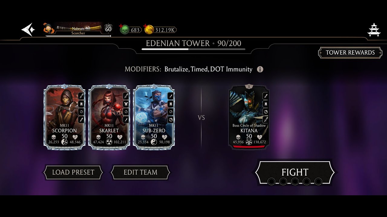 Edenian Tower Boss Battle 90 Fight + Reward MK Mobile