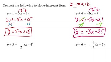 Math 10C: Converting from Slope Point to Slope Intercept Form of a Line