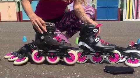Comparison of Powerslide Hardcore Evo and Tau Trinity inline skates by Asha from Skatefresh