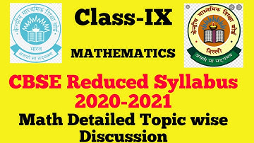 Reduced syllabus of CBSE class - 9, 2020 - 2021 Maths | Deleted Syllabus of class 9 | Maths CBSE