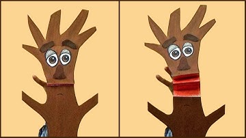 How to make talking puppet. Easy Paper crafts ; Tree puppet making