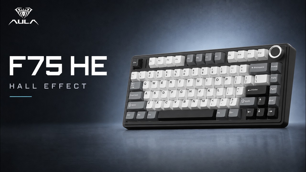 Bàn phím cơ Gaming không dây AULA F75 HE Black King Magnetic switch Black Contour