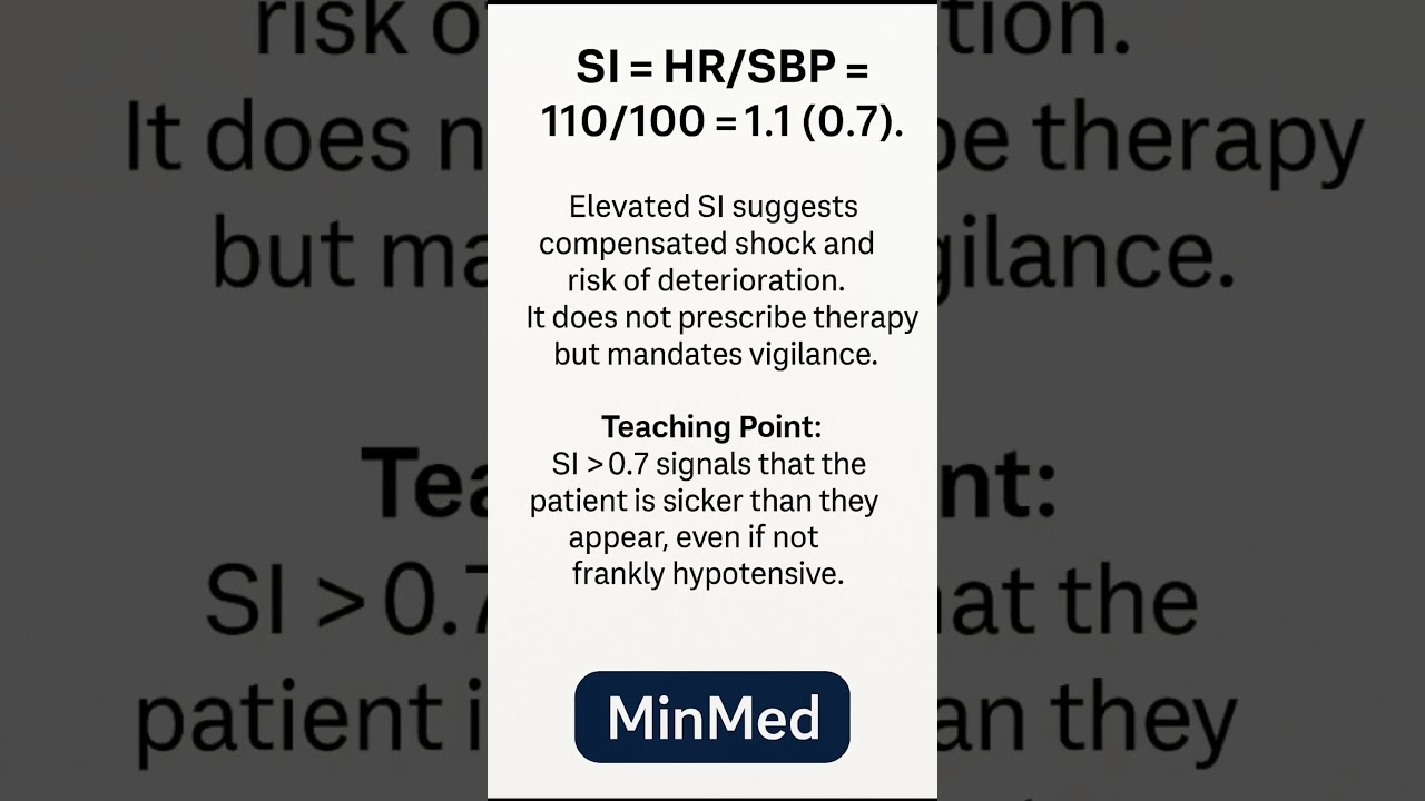 🚑 Shock Index more than 0.7 = Hidden Danger ⚠️ Stay Alert!