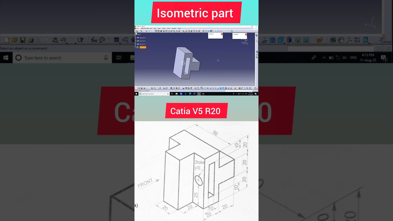 Isometric part #engginfo #partmodeling #catia