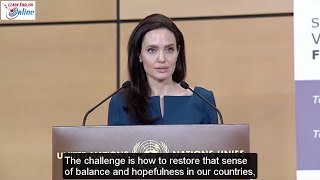 Learn English with Angelina Jolie Speech in defense of internationalism  English Subtitles