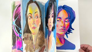 Gouache portrait tutorial fullvideo🩵 1/2 #mijello #gouache