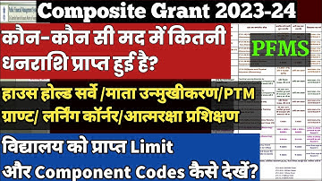 PFMS Composite Grant 2023-24|PFMS 2023-24 Agency Limit कैसे Check करें|Limit Component Codes देखें।