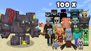 Mutant Netherite Golem vs 100 of Every Minecraft Mobs - Minecraft Mob Battle