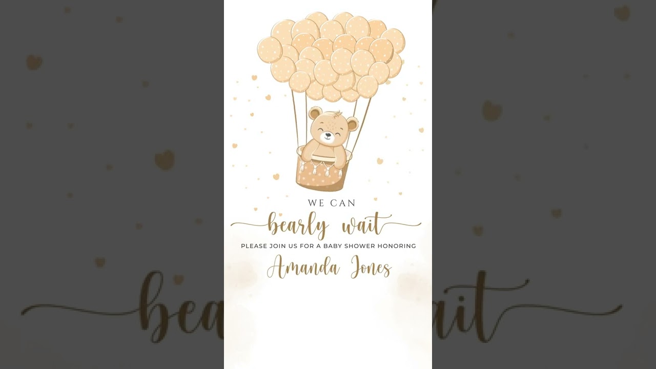 We Can Bearly Wait Blue Boy Boho Teddy Bear Baby Shower Invitation