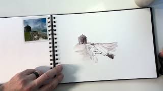 Derwent Inktense - One pencil, Ten minutes - Drawing Mussenden Temple