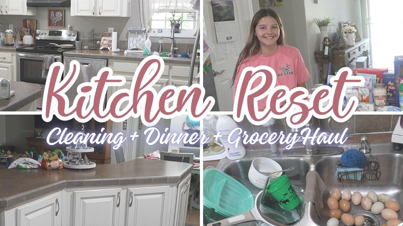 MESSY KITCHEN RESET // CLEANING + SIMPLE DINNER + GROCERY HAUL - YouTube