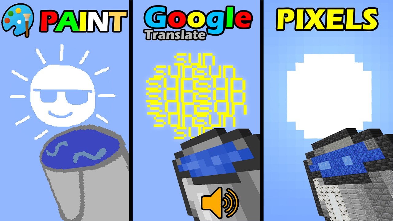 Minecraft but Paint vs Pixels vs Google Translate - compilation