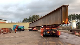Allelys Heavy Haulage with a 47 meter long bridge beam