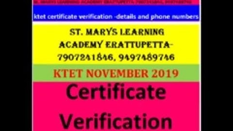 ktet certificate verification dates and things to remember- November 2019