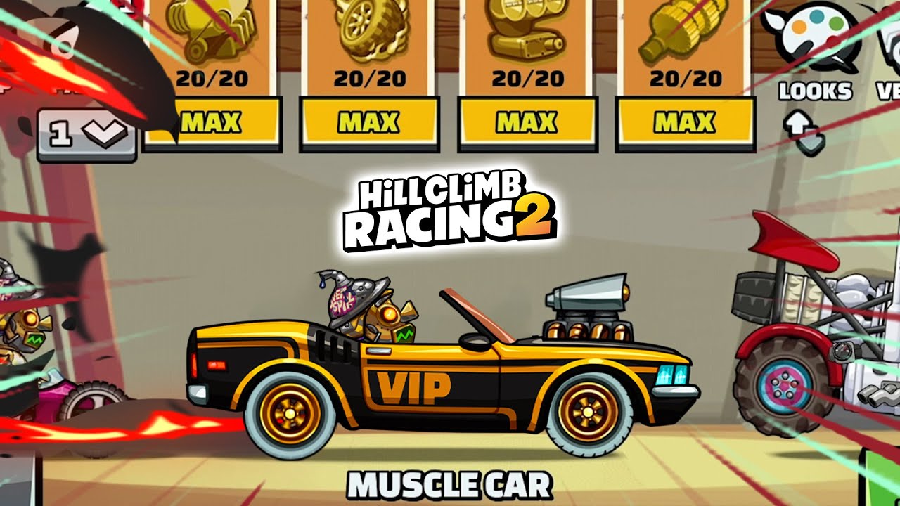 HILL CLIMB RACING 2 - NEW VEHICLE MUSCLE CAR FULLY UPGRADED 