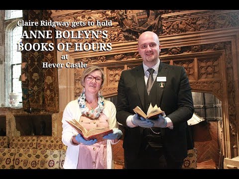 Claire Ridgway holds Anne Boleyn's books of hours at Hever Castle