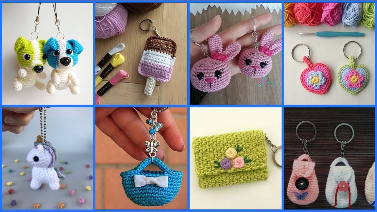 Crochet keychain / key rings designs.. Simple stylish crochet and