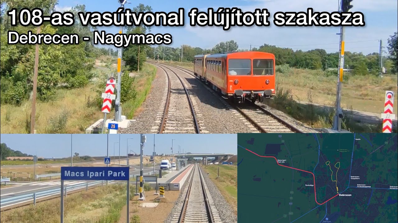 A 108-as vasútvonal felújított szakasza Debrecen és Nagymacs között