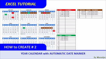How to Create Excel Calendar for Specific Year with Automatic Date Marker