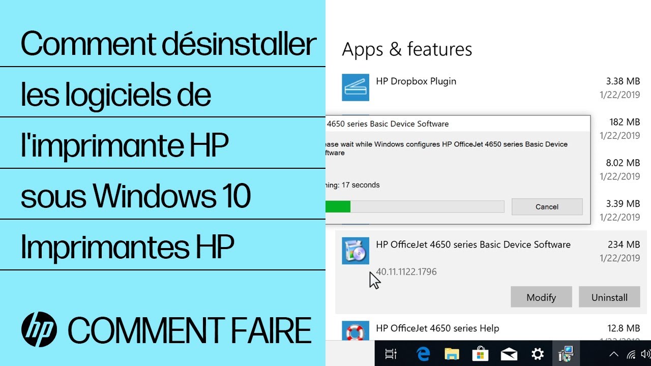 Comment désinstaller les logiciels de l'imprimante HP sous Windows 10