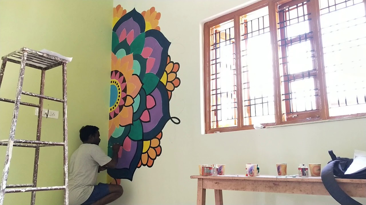 Wall painting time-lapse clip by me - YouTube