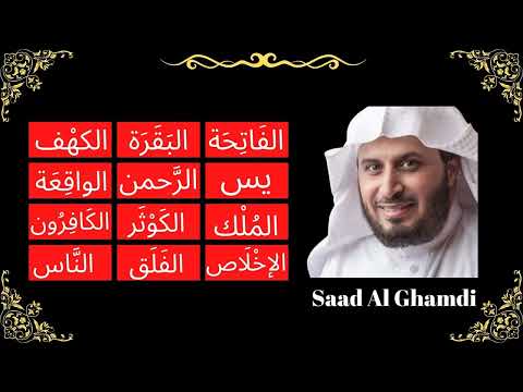 || Fatiha, Baqarah, Kahf, Yaseen, Rahman, Waqia, Mulk, Kawther, Kafirun, Ikhlas, Falaq, Nas ||