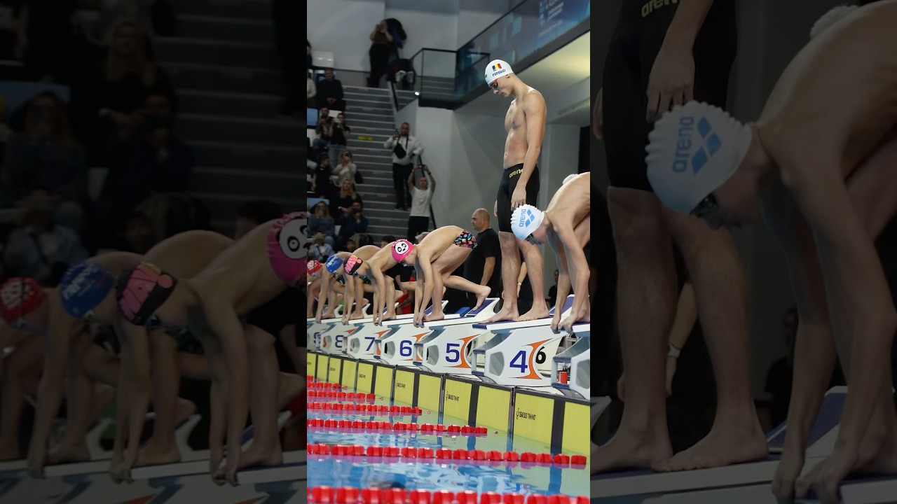 Your kindergarden cop: David Popovici at @SprintWithTheStars in Otopeni!  #swimming #race