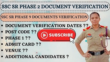 SSC SR DOCUMENTS VERIFICATION PHASE 2