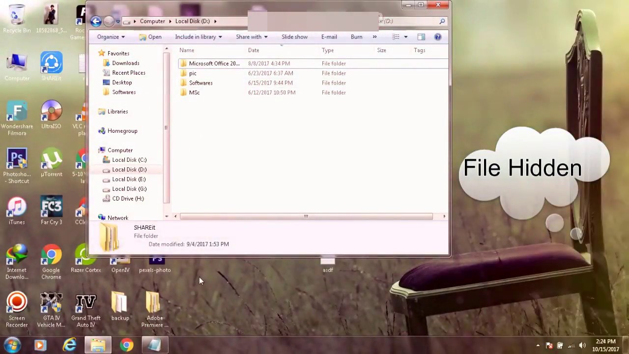 How to hide and unhide folders in window 7 - YouTube