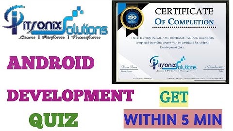 Android Development Quiz | Free Certificate | Within 5 Min | Itronix Solution |