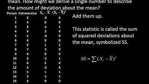 Variability: Sum of squares, variance, standard deviation