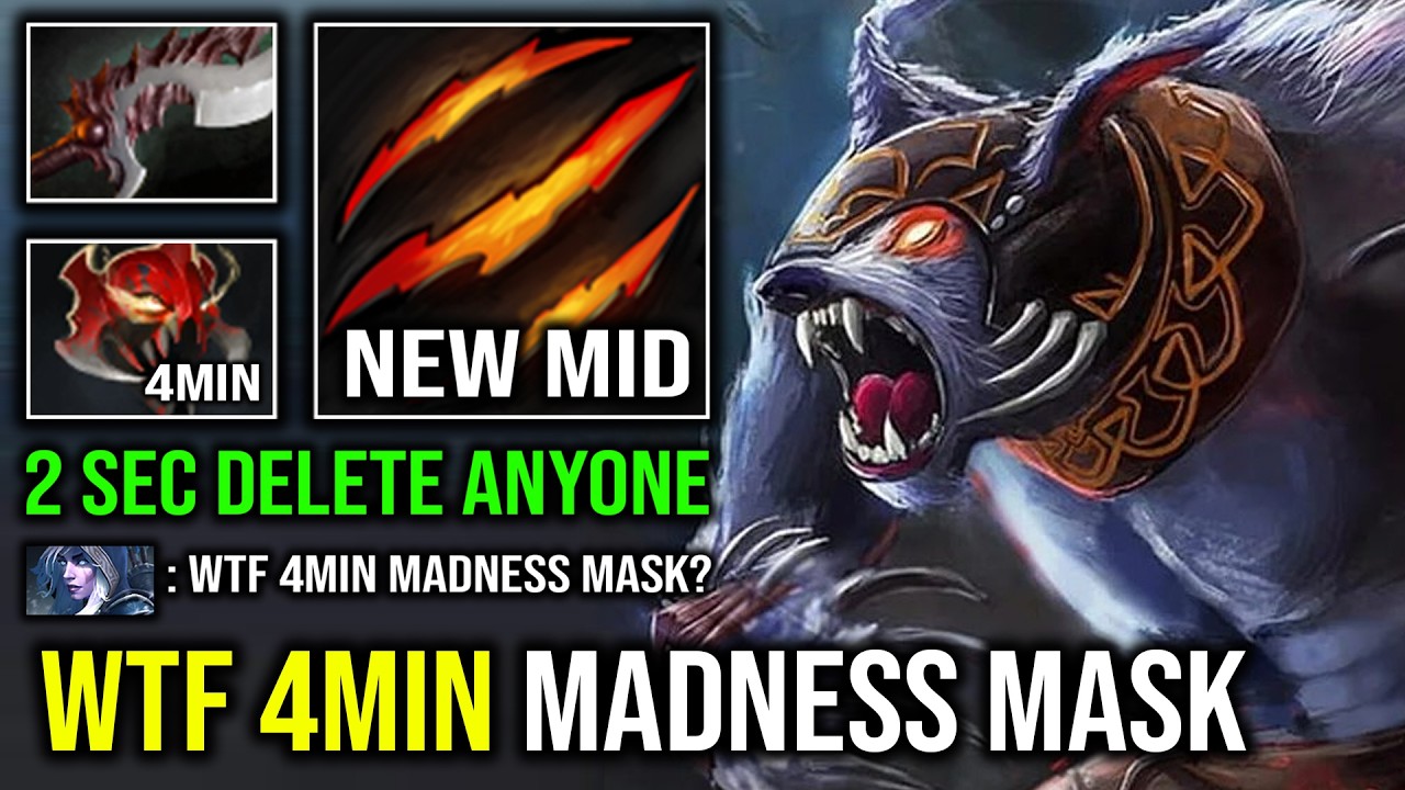 WTF 4Min Mask of Madness Solo Mid Ursa Nonstop Ganking Side Lane 2 Second Delete Everyone Dota 2
