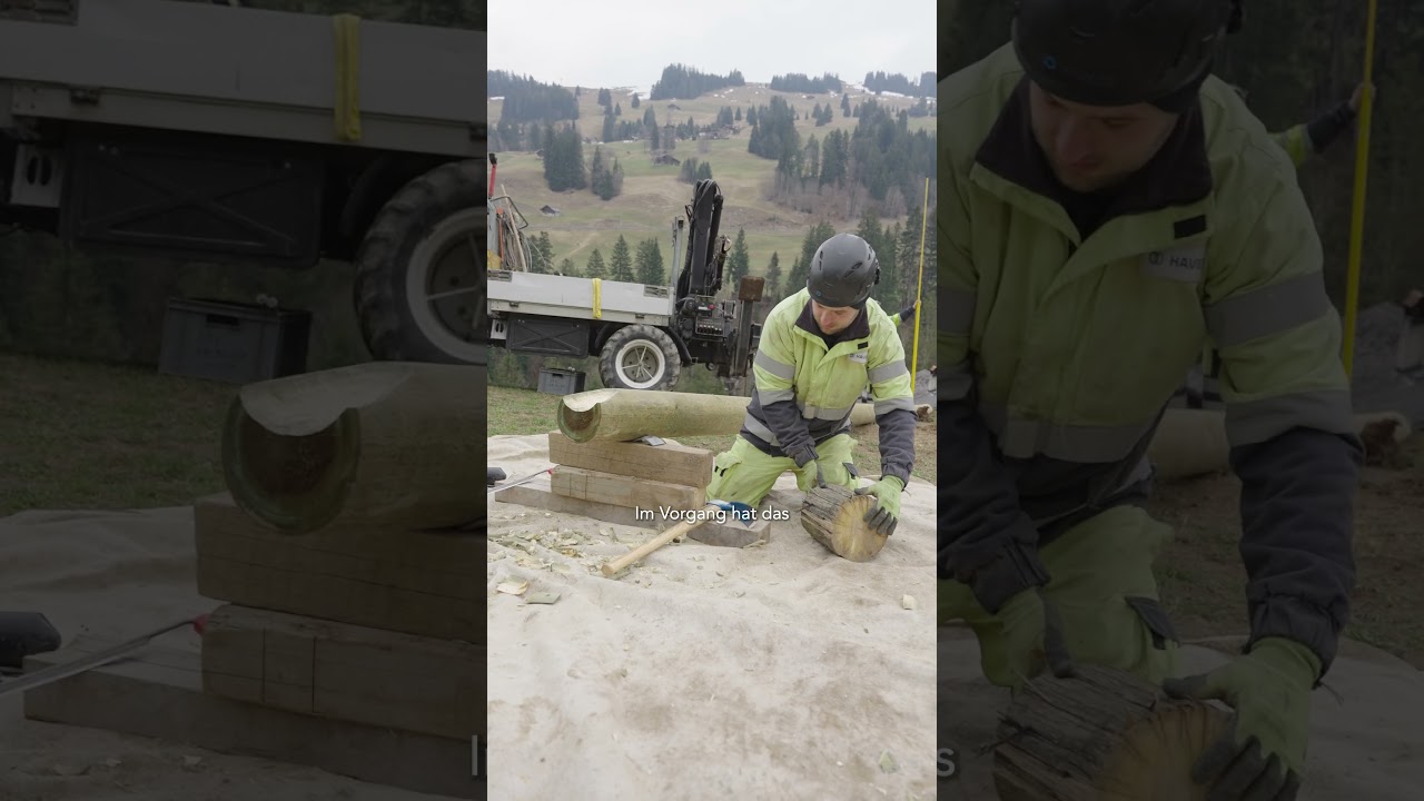 Simon von HAVECO und sein Team ersetzen alte Holzmasten an laufenden Stromleitungen. ⚡🪵