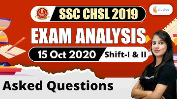 SSC CHSL (15 Oct 2020, 1st & 2nd Shift) Reasoning | CHSL Exam Analysis | Reasoning by Ritika Tomar