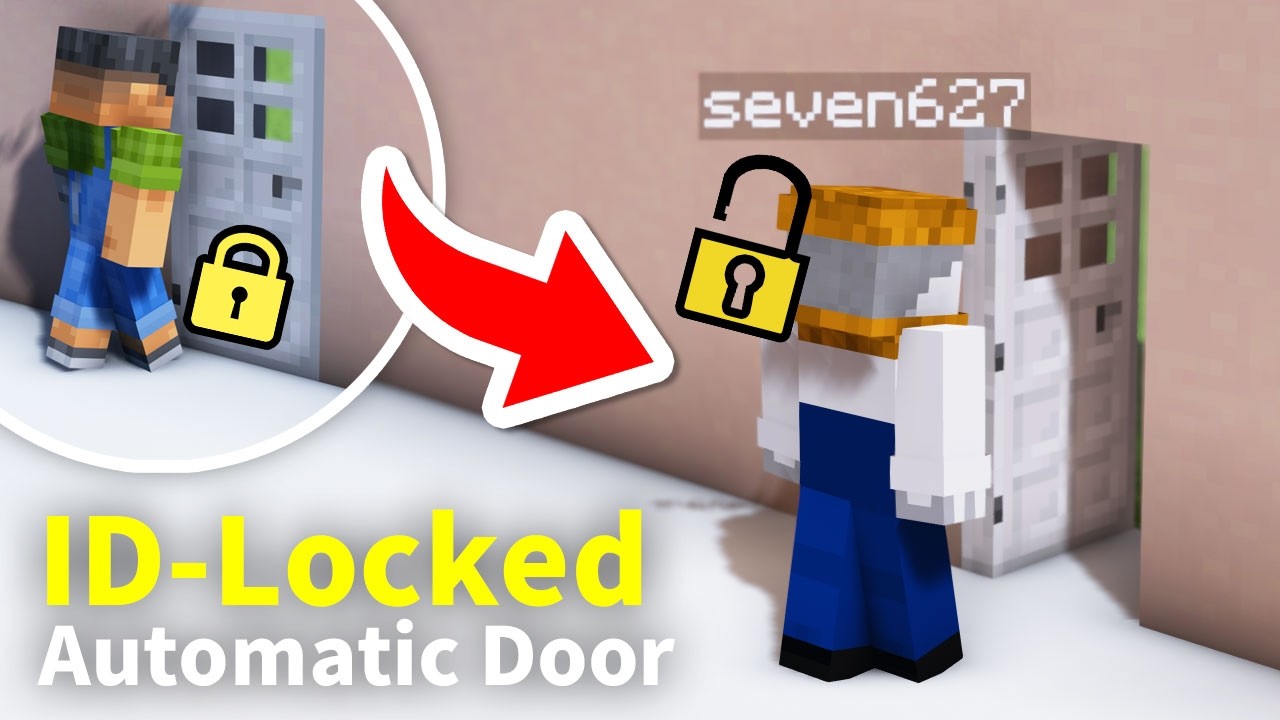 【マイクラ建築】超簡単！名前認証式の自動ドアの作り方(統合版/Java) | ID-Locked Automatic Door