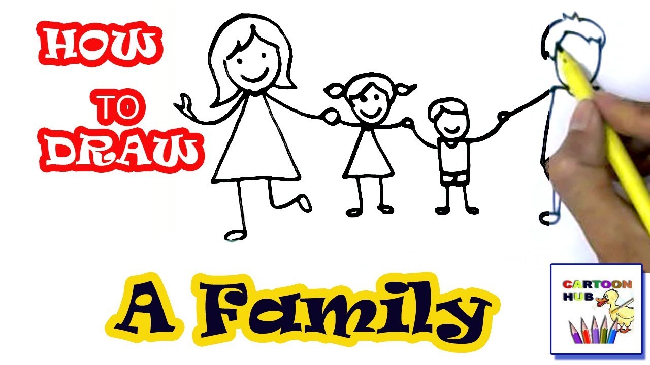 How To Draw Family In Easy Steps Step By Step For Children Kids Beginners