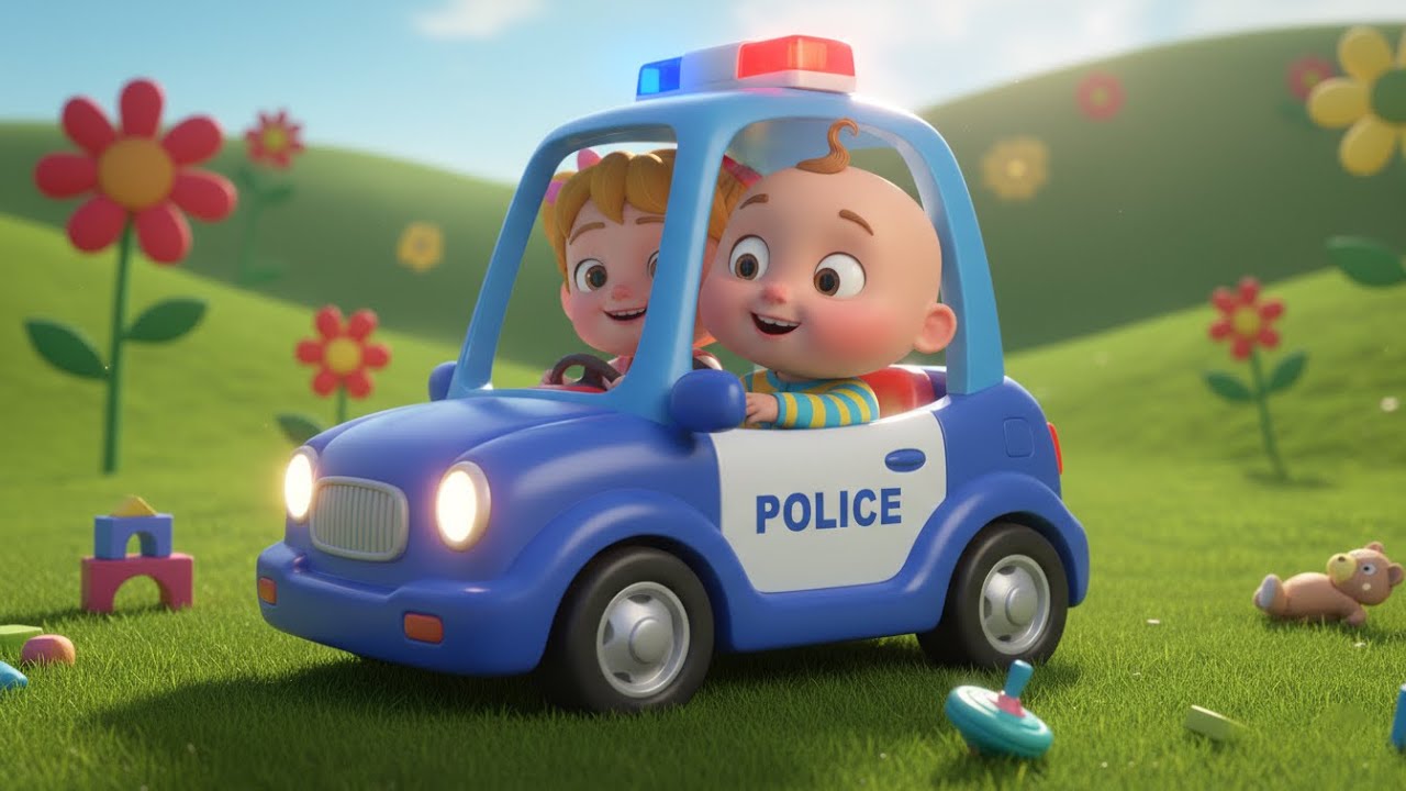 Police Car's Wheels Go Round and Round | Wheels On The Car | Kids Songs & Nursery Rhymes