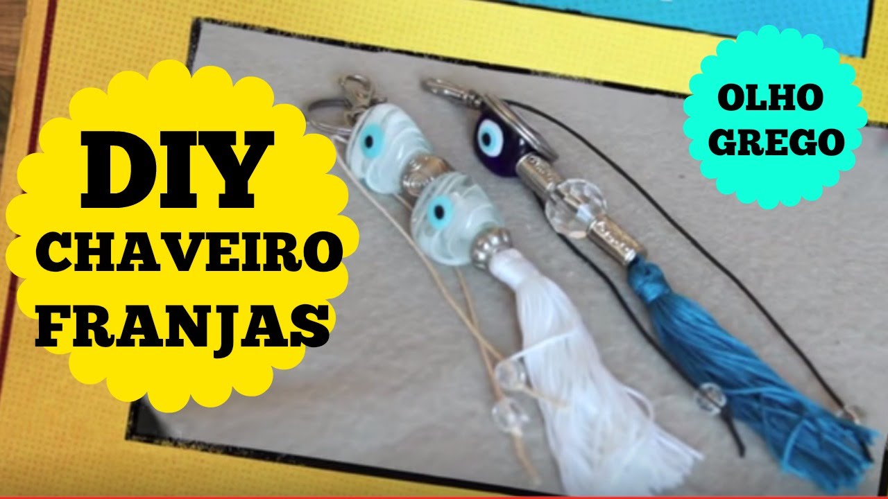 🎬Faça você mesma🧿chaveiro de olho grego🧿com franjas👩‍🎨 Tutorial🎨 passo a passo❤️como fazer