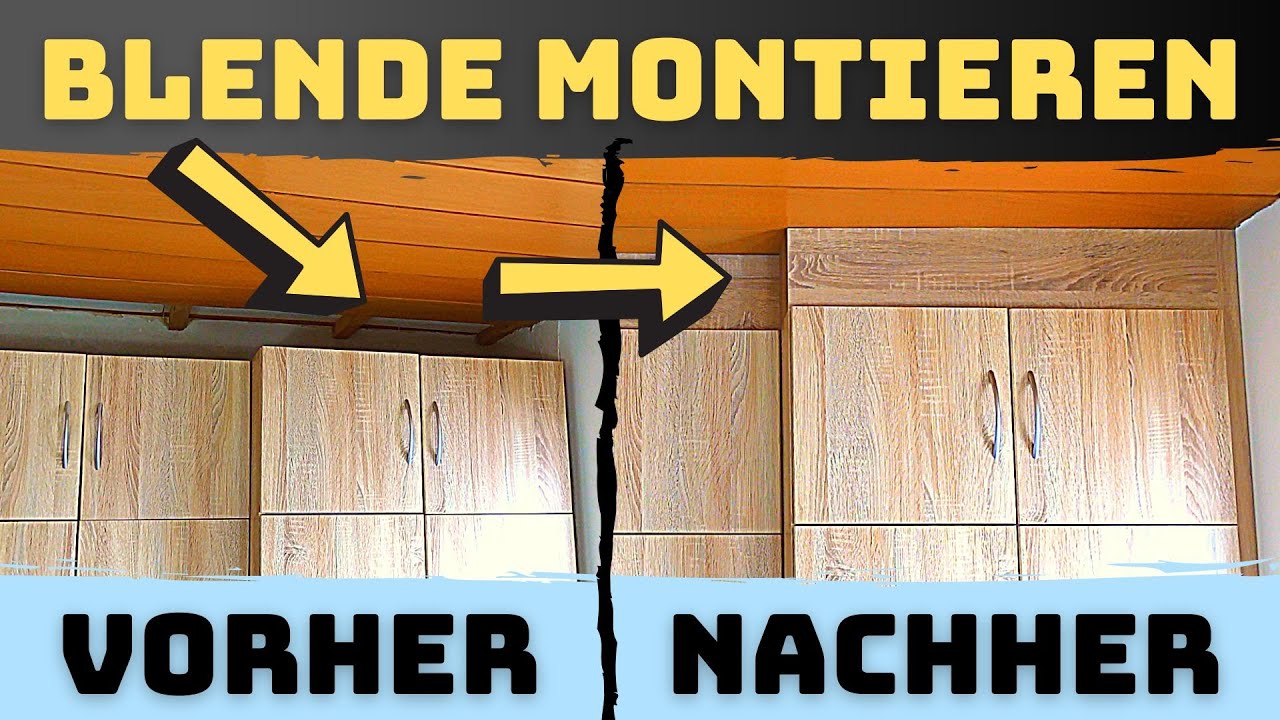 Holzblende unsichtbar befestigen (Passleiste zuschneiden und bei einem Schrank montieren)