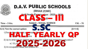 DAV CLASS 3 S.SC HALF YEARLY QUESTION PAPER | QUESTION PAPER | PREVIOUS YEAR QUESTION PAPER