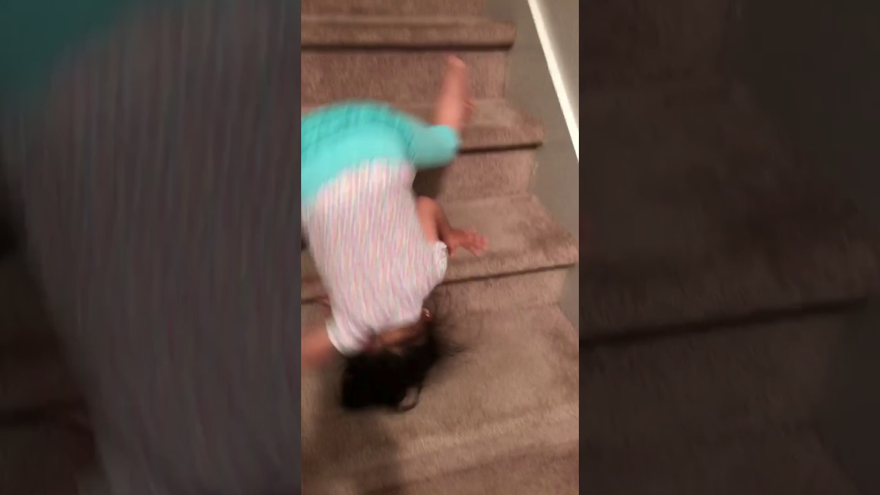 Little Girl falls stairs YouTube