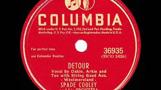 Video thumbnail of "1946 Spade Cooley - Detour (Tex Williams, Oakie, & Arkie, vocal)"